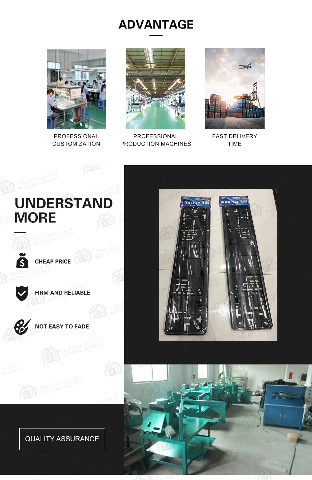 Standard Black Euro Car License Plate Holder - Universal Mounting Frame/Bracket