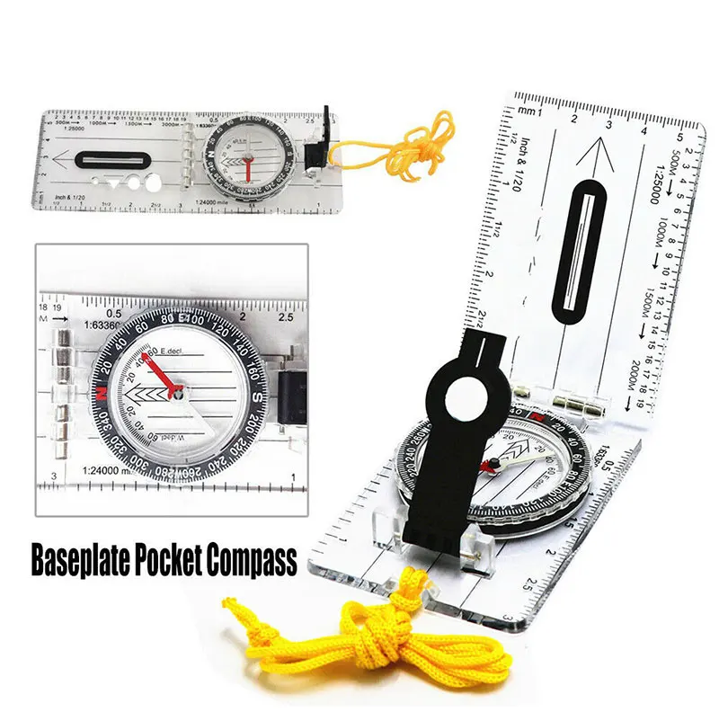 

Baseplate Pocket Compass Military Orienteering Hiking Camping Maps Lensatic Army Foldable multifunctional map ruler