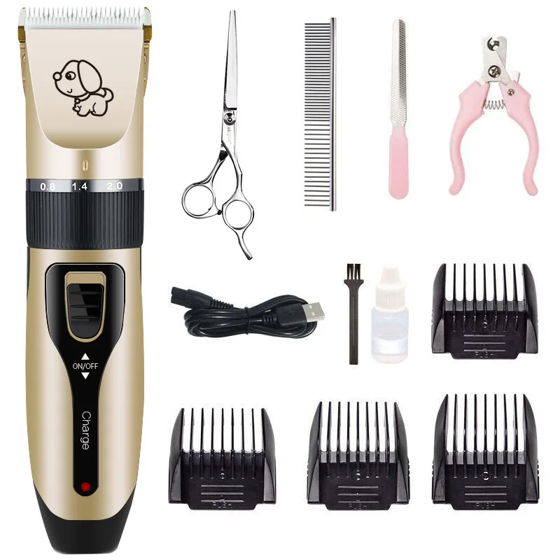 

Professional Kit Set Grooming & Trimmers Electric Electrical Rechargeable Dog Cats Hair Clippers For Pets, Gold