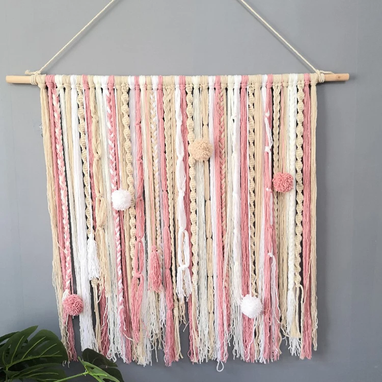 

Hand woven tapestry beautiful unique pattern decorative cotton wall hangings home and Boho Decor Hom, Pink/green/blue/light brown