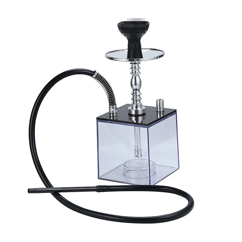 

Hot Sale Cube Hookah Chicha Sheesha Hokkah New Design Square Acrylic Plastic Hookah Shisha Led Light Big Smoke Narguile Hooka, Clear