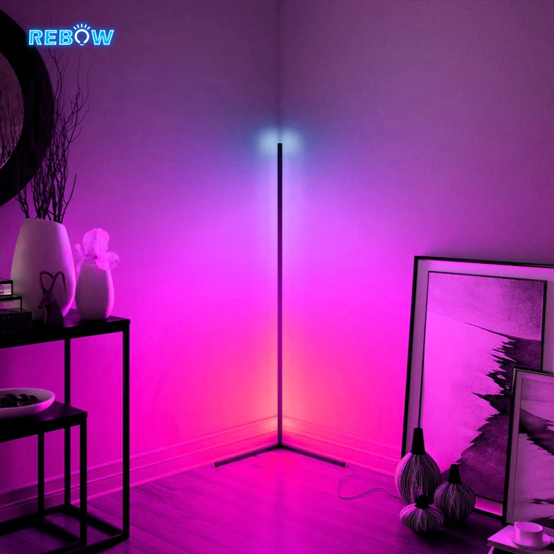 

Rebow free shipping shopify stock ddp dropshipping modern rgb floor lamp luxury stand lamp floor