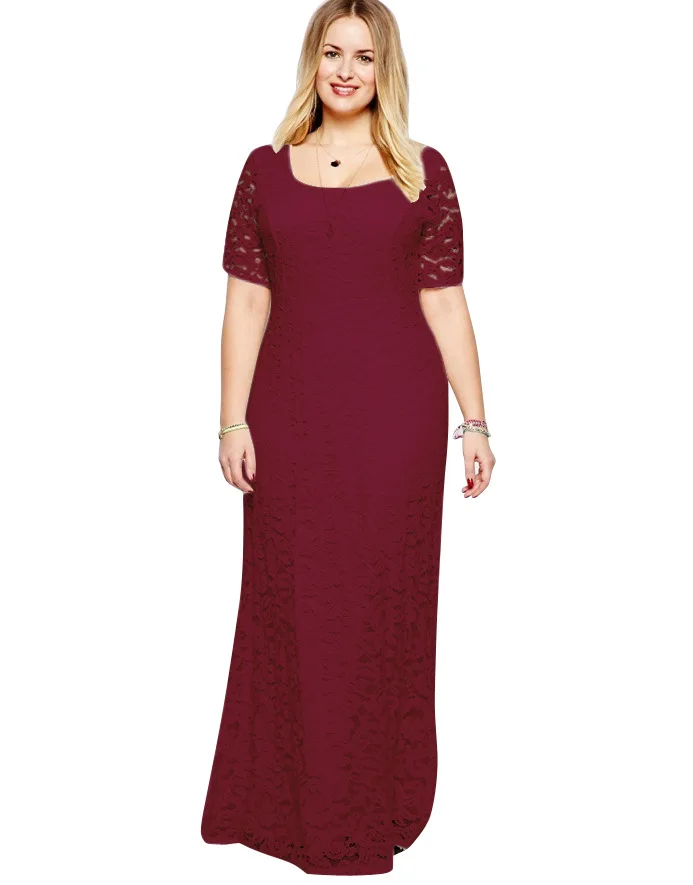 hot-sale-online-shopping-from-factory-short-sleeve-lace-dress-plus-size