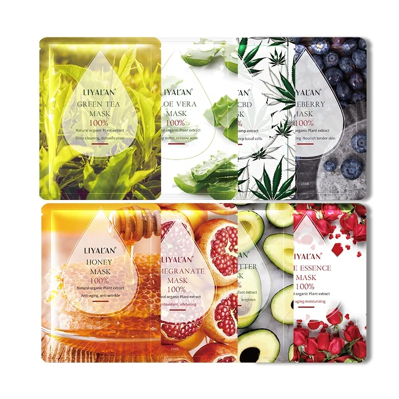 

OEM plant fruit extract moisturizing korean face sheet mask oil control Blackhead remover beauty facial mask, Green