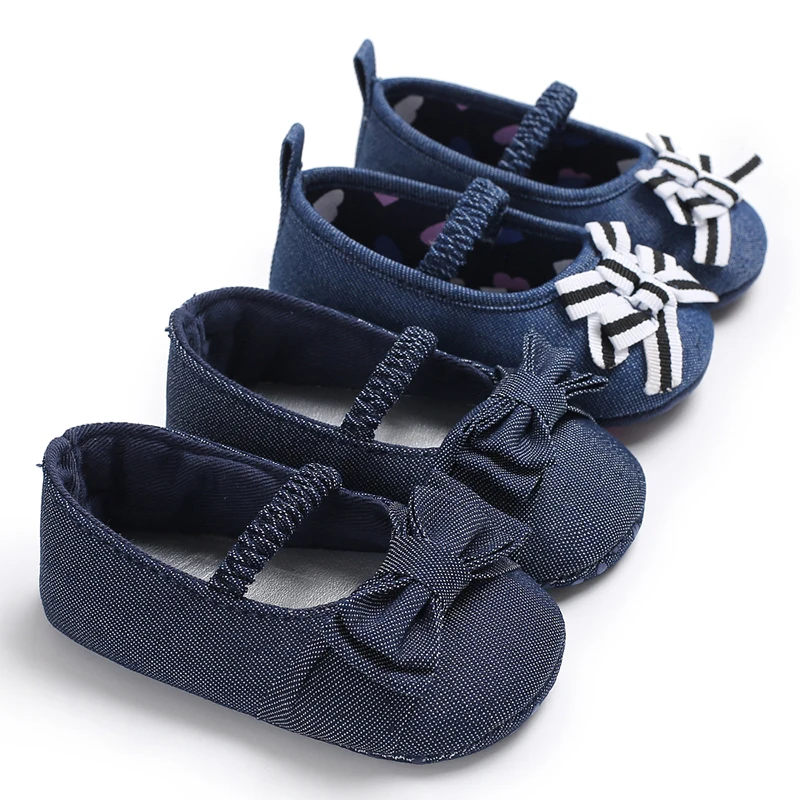 

Wholesale canvas denim cat Bowknot Soft sole Newborn toddler infant shoes