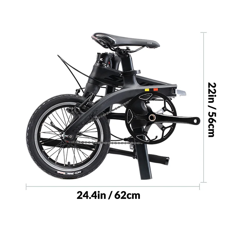 

SAVA SAVA Z0 14" Single Speed Carbon Fiber Folding Bike Foldable Bicycle Mini Fixed Gear City Bike for Adults, Black