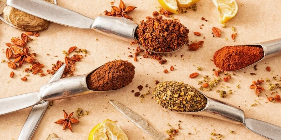 Spice jars arranged creatively