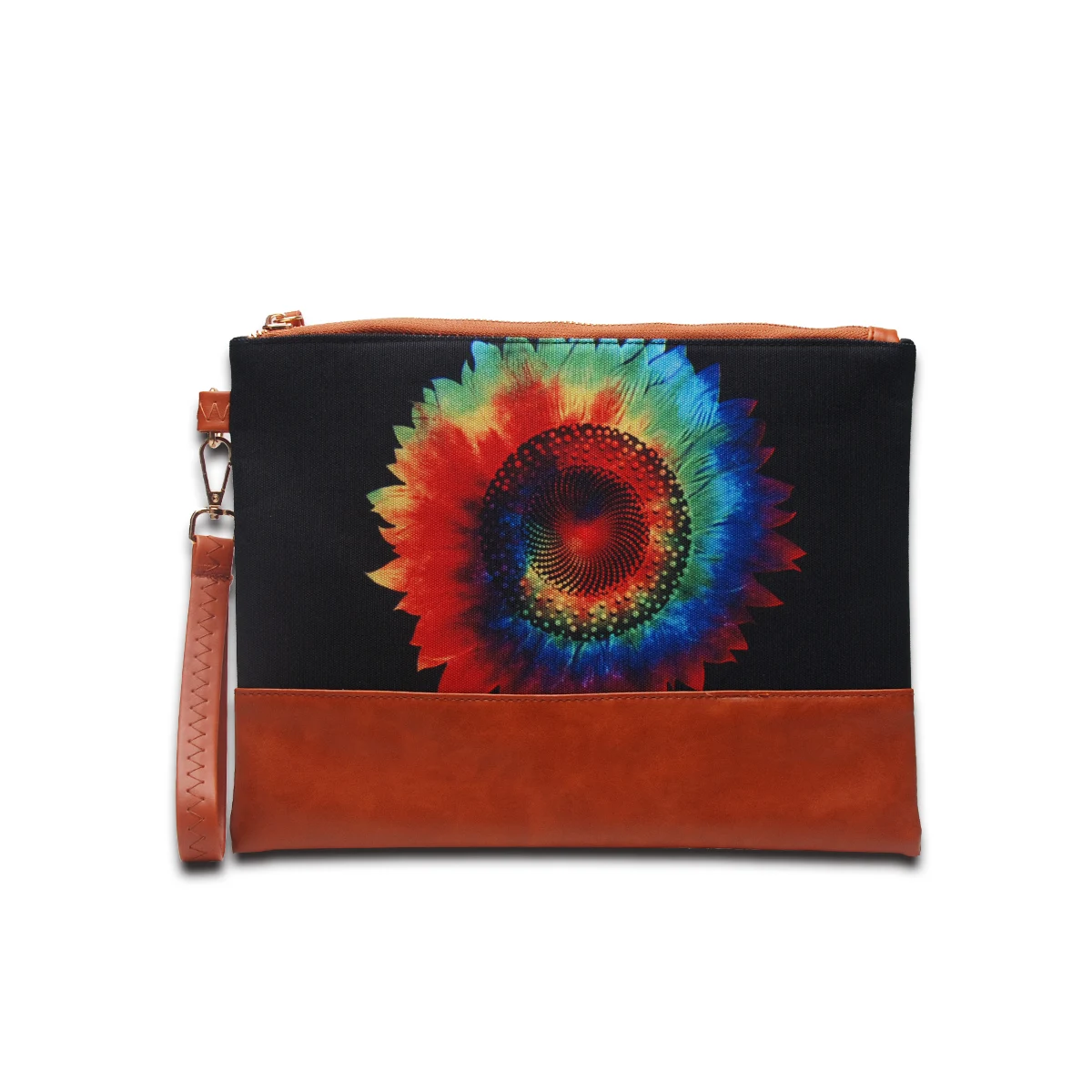 

Women Black Serape Sunflower Canvas Cosmetic Clutch with Denpendable Zipper DOM113-1616
