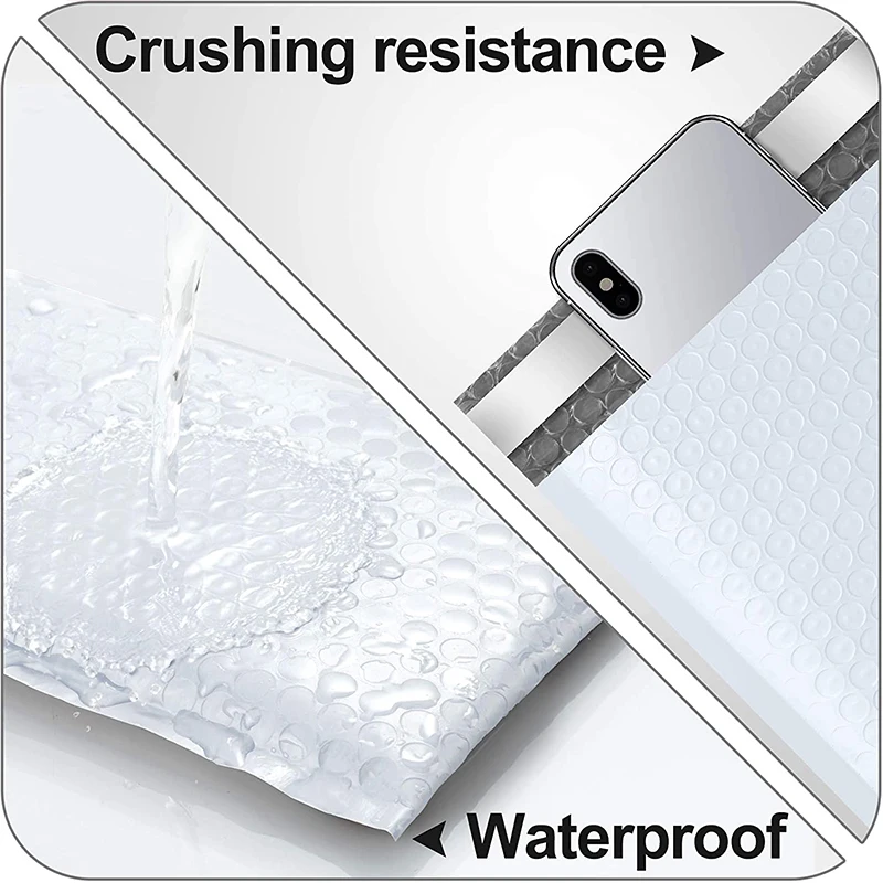
[USA Warehouse] 100 Pcs 7.25 X 12 Inch Wholesale Custom Shipping Padded Bubble Wrap Mailer Poly Bubble Mailer No Logo White 