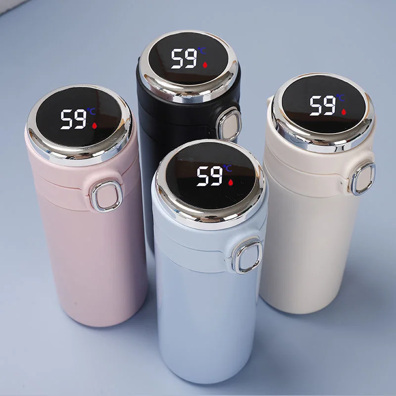 

Smart Led Temperature Display Button cover 304 Stainless Steel Vacuum Flask, As picture