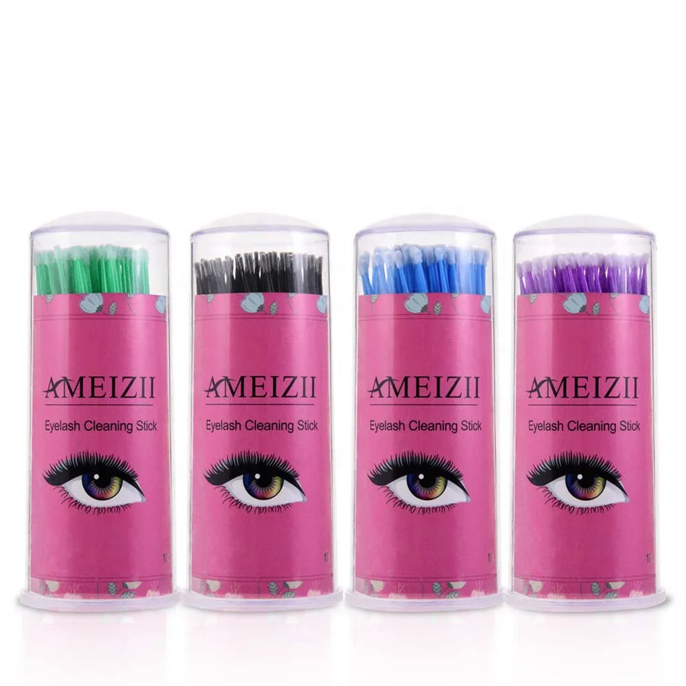 

NO MOQ cotton swab eyelash cleaning stick 4 colors makeup tools, White