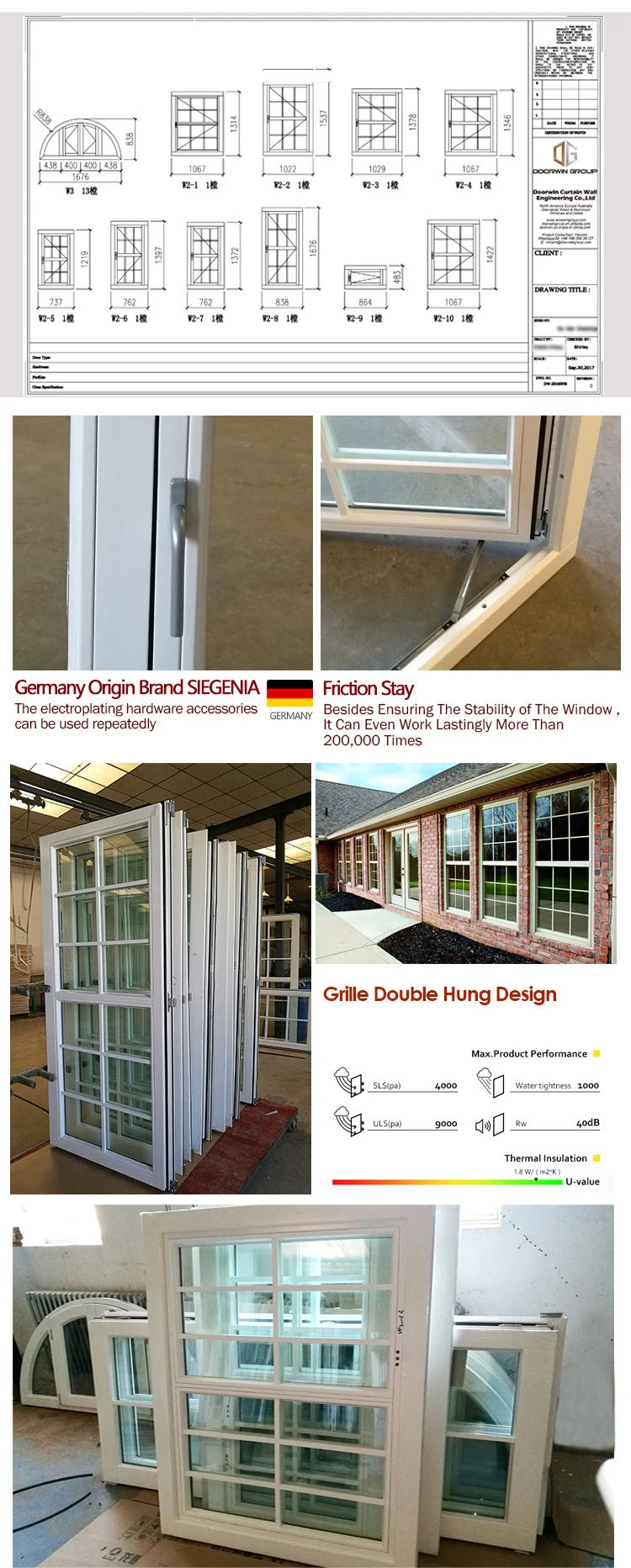 Hot selling  and high quality San Diego  style casement window white oak wooden frame out swing open windows