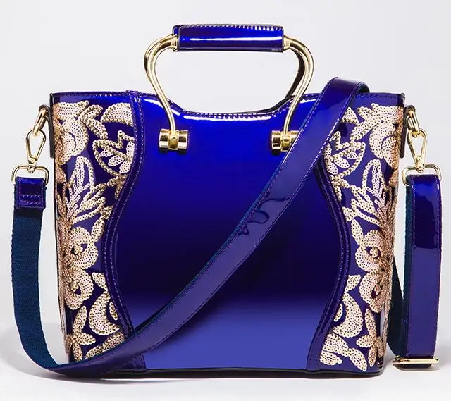 

2021 new patent leather sequin fashion portable diagonal handbag, 3 colors