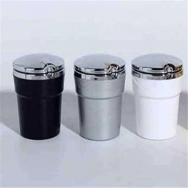 

New Plastic LED Light Covered Creative Personality Car Ashtray, Black/sliver/white