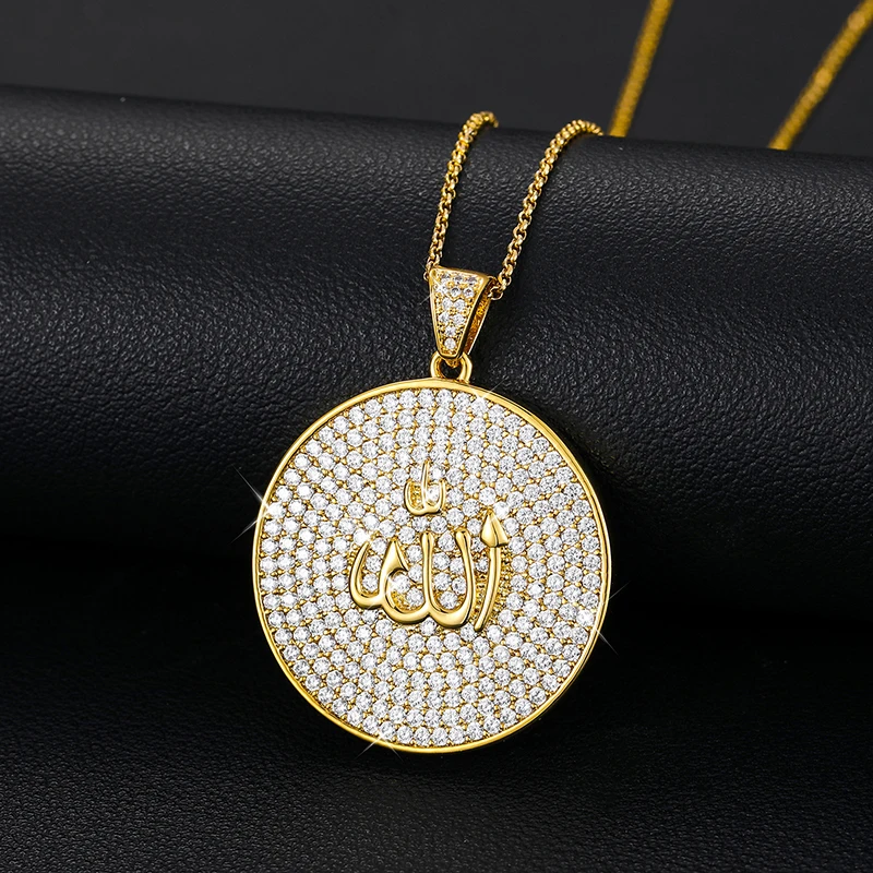 

Latest Trendy Allah Pendant 14K Gold Plated 925 Silver VVS Moissanite Diamond Micro Paved Hip Hop Charm Pendant Necklace