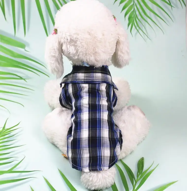 

Wholesale Soft Adorable Casual Cozy Plaid Pet Dog Cloth Shirt, Blue, red
