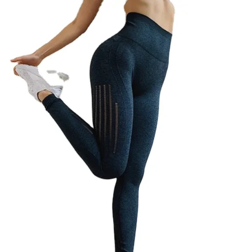 

European and American hot style seamless knitted hip buttocks porous moisture wicking yoga pants sports fitness sexy hip legging