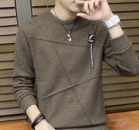 

men winter autumn print color round neck long sleeve sweater , men garment