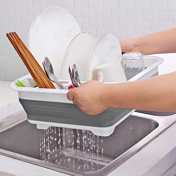 

High Quality New Design Dinnerware Organizer Collapsible Dish Drying Rack, Household Easy Storage Collapsible Dish Drainer