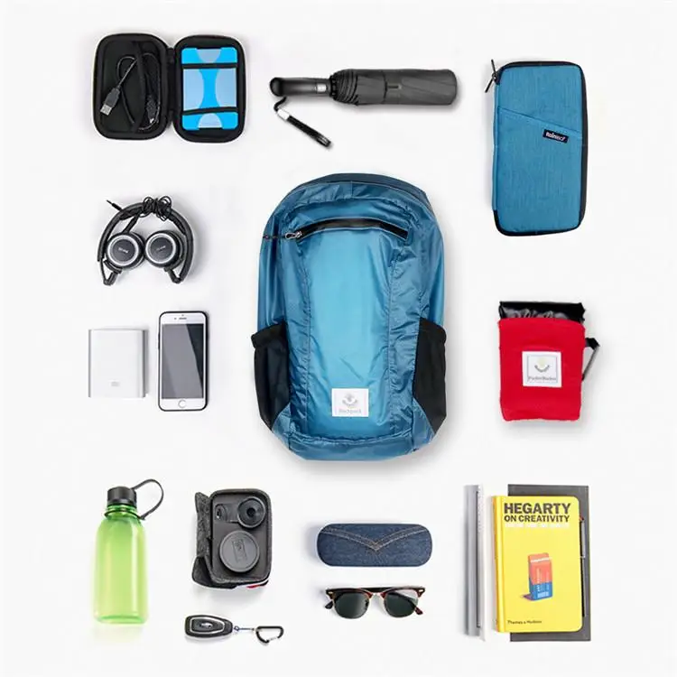 

Business travel unisex nylon lightweight bag foldable packable backpack, Black;green;orange;blue