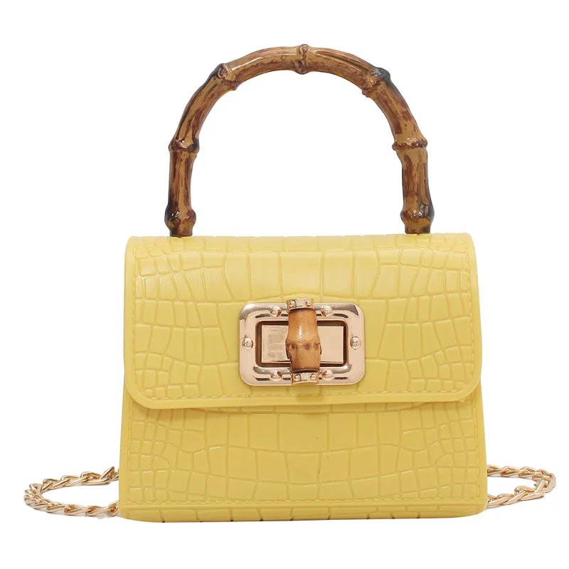 

Best Quality PU Leather Bamboo Handle Alligator Print Girls Crossbody Bag Ladies Mini Women Purses and Handbag, 5colors