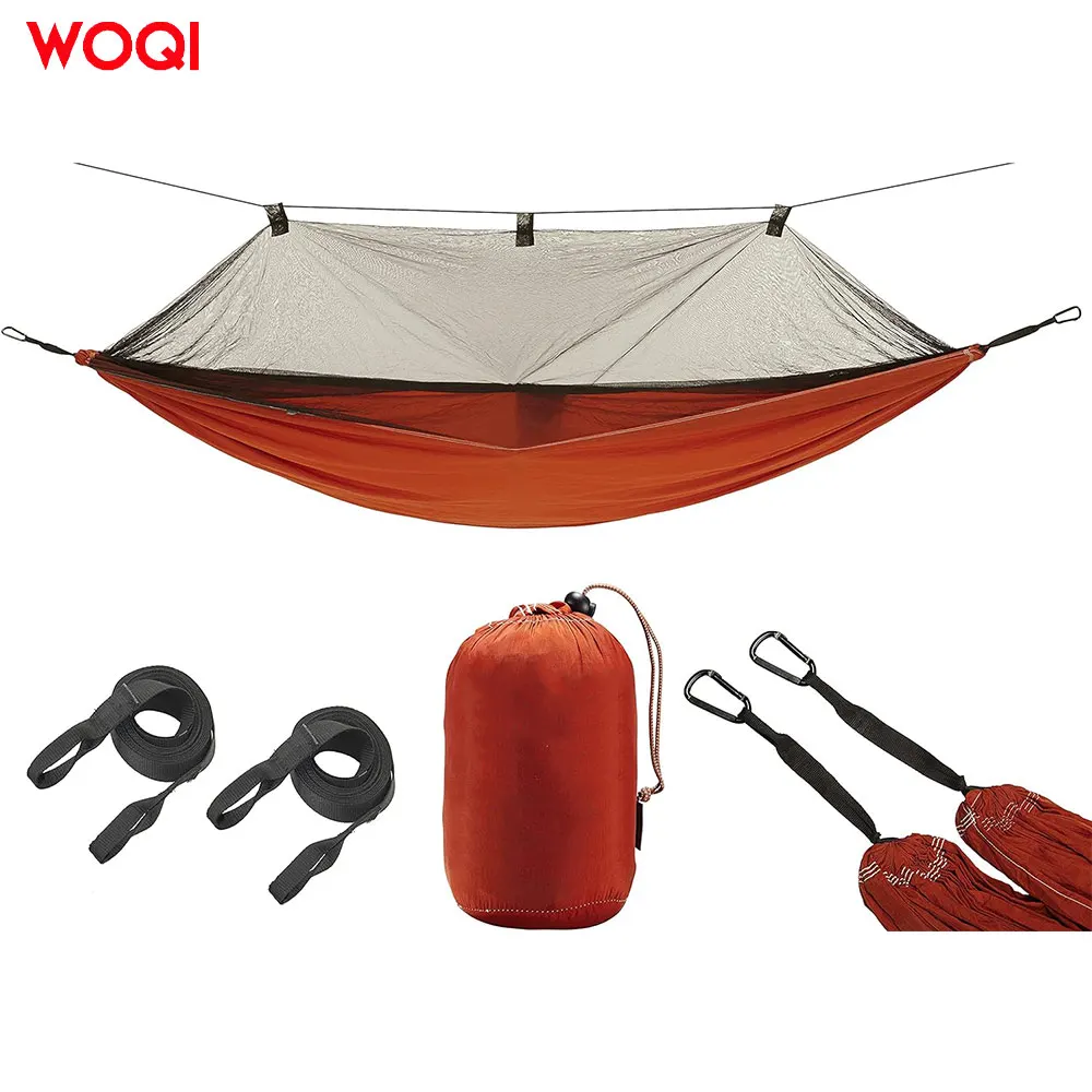 WOQI Customizable Logo Durable and Durable Camping Nylon Hammock with Mosquito Nets