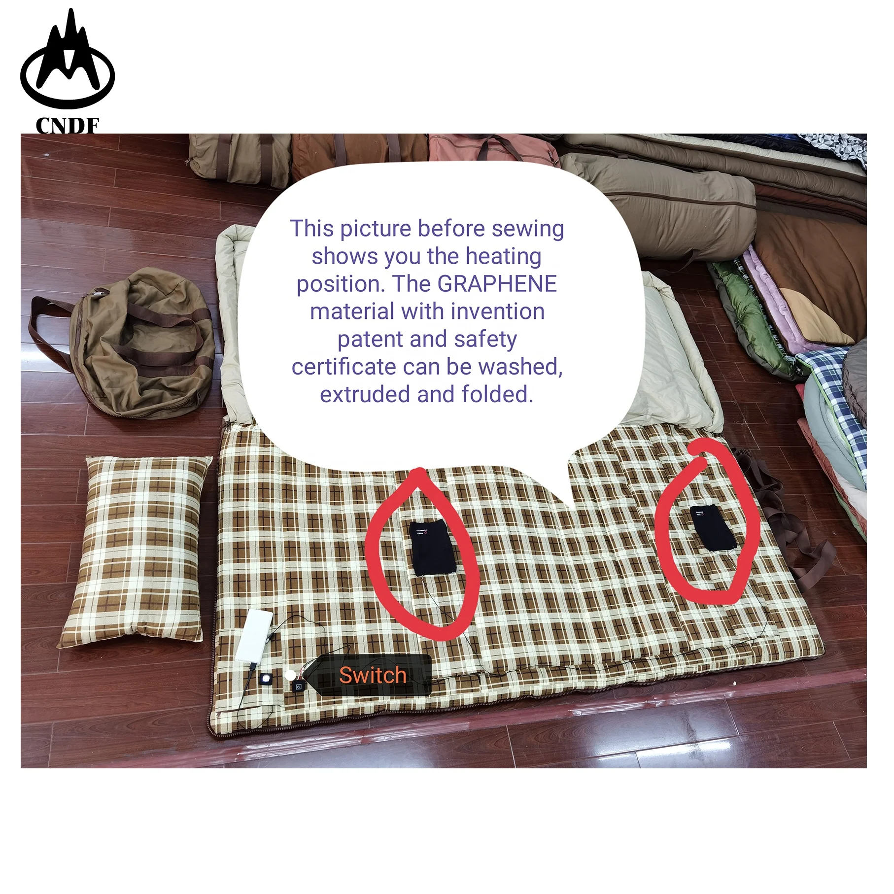 
100% cotton warmest and comfortable sleeping bag, graphene heated, best design, down filling, canvas, big size, water resistant 