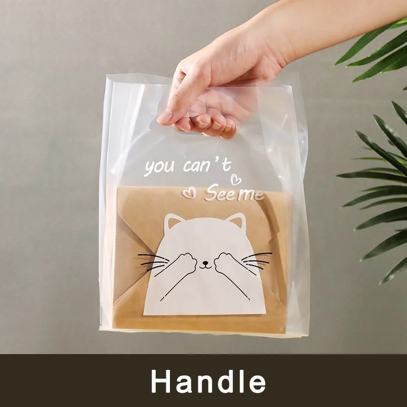 
Frosted Transparent takeaway salad/bread/sandwich handle bag plastic food bag 