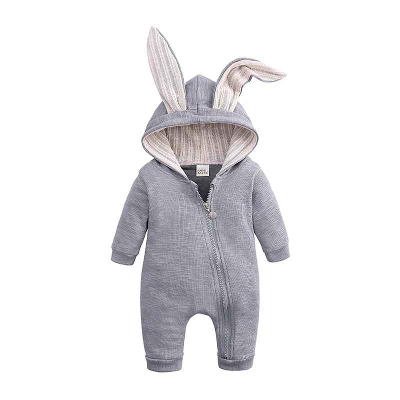 

Children's big ears bunny one-piece hooded zipper romper