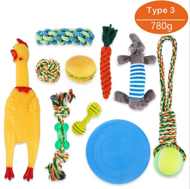

Screaming Chicken Bite Resistant Pet Dog Chew Cotton Knots Rope Chew Toy Set