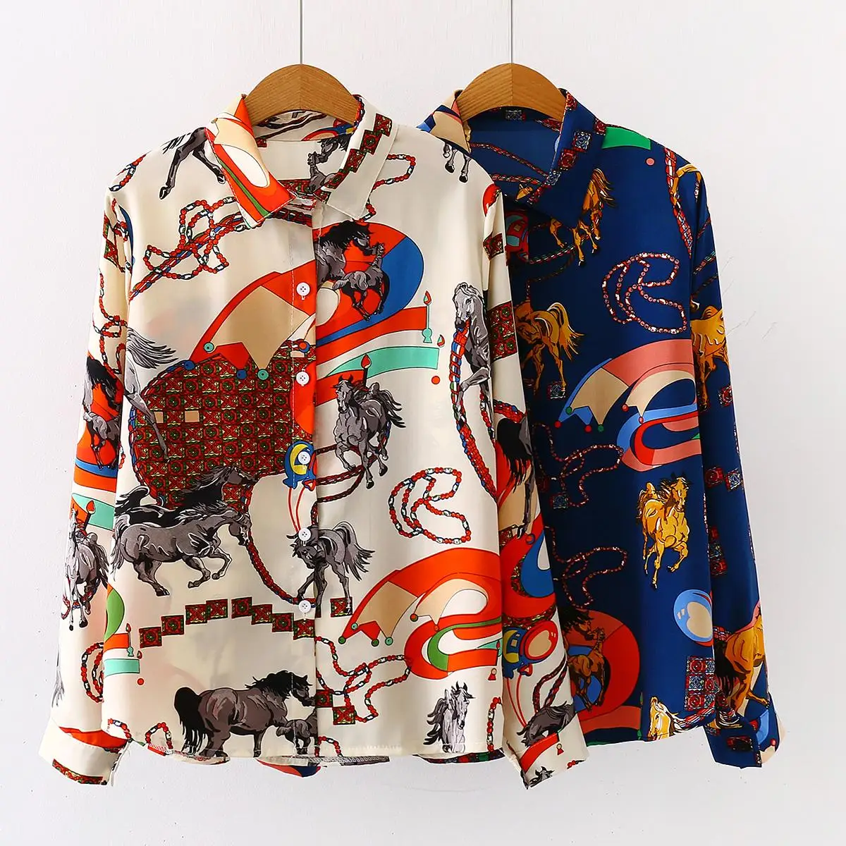 

Fashion France style Women's Blouses slim shirts printing shirts 2021 Summer long sleeve Casual Tops Shirts Blusas Mujer