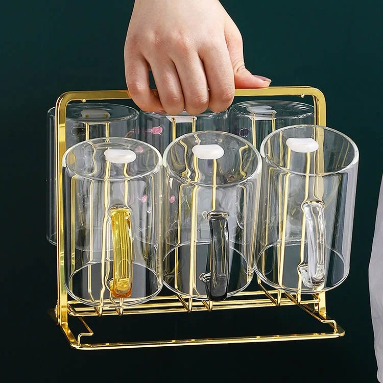 

High Quality Metal mug Stand holder / Gold Iron Wire glass cup stand rack shelf
