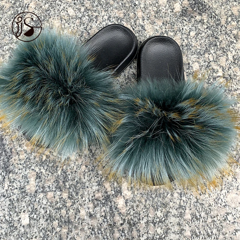 

2021 Hot Sales Custom Popular Furry Slides Wholesale Comfy women Slippers Plush Colorful Fur Slippers, Picture