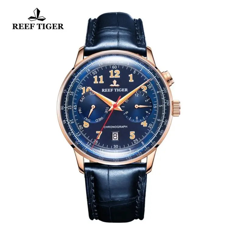 

REEF TIGER RGA9122 Top Brand Men Watch Genuine Leather Strap Business Watches Luminous Automatic Watch Waterproof Relogio