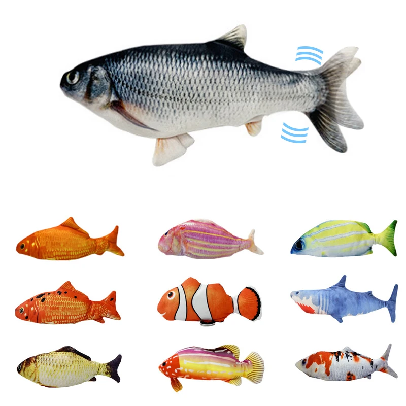 

Fish Shaped Toy Kids Interesting Toys USB Charge 3D Interactive Moving nip Plush Flopping Kicker Fish Toy, Customized color