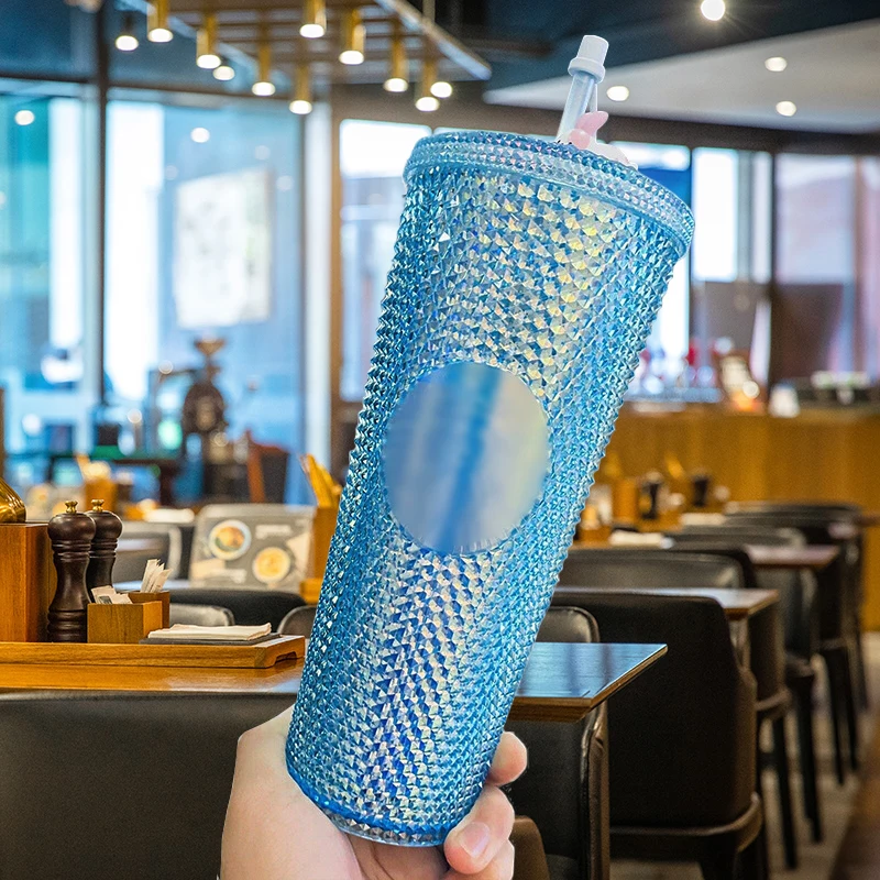 

brand double-layer coffee tea water bottle plastic mug cups with lids and straws for starbucks tumbler 1:1