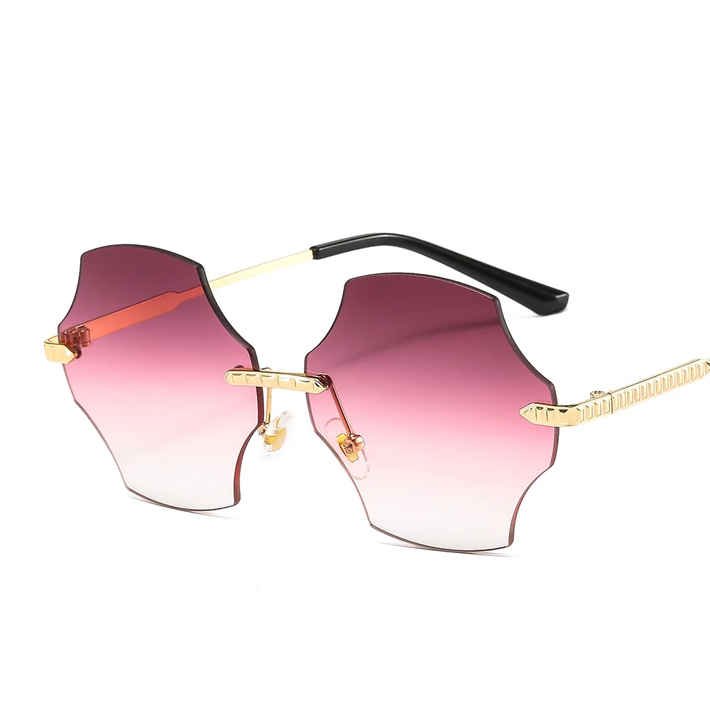 

2021 New Irregular Rimless Sunglasses Women Personality Eight-Sided Irregular Polygon Sunglasses