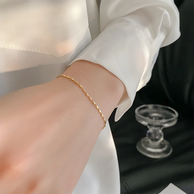 

Jewelry wholesale women Fashion sterling silver 925 square chain bracelet