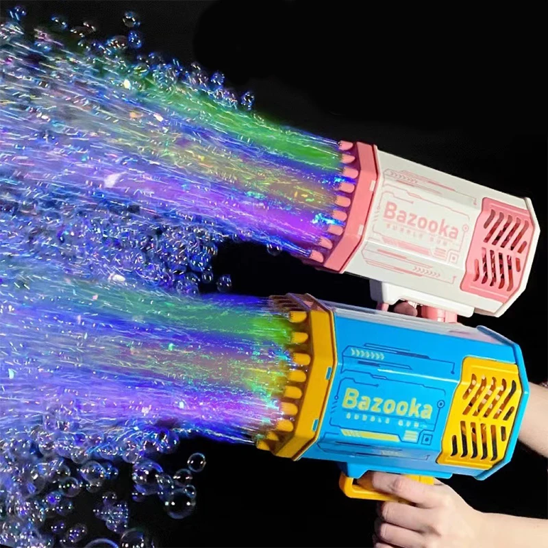 

Large Automatic Plastic 69 Holes Launcher Bazooka Rocket Blowing Bubble Gun Toys Lights And Music Flashing Bubbles Gun Machine
