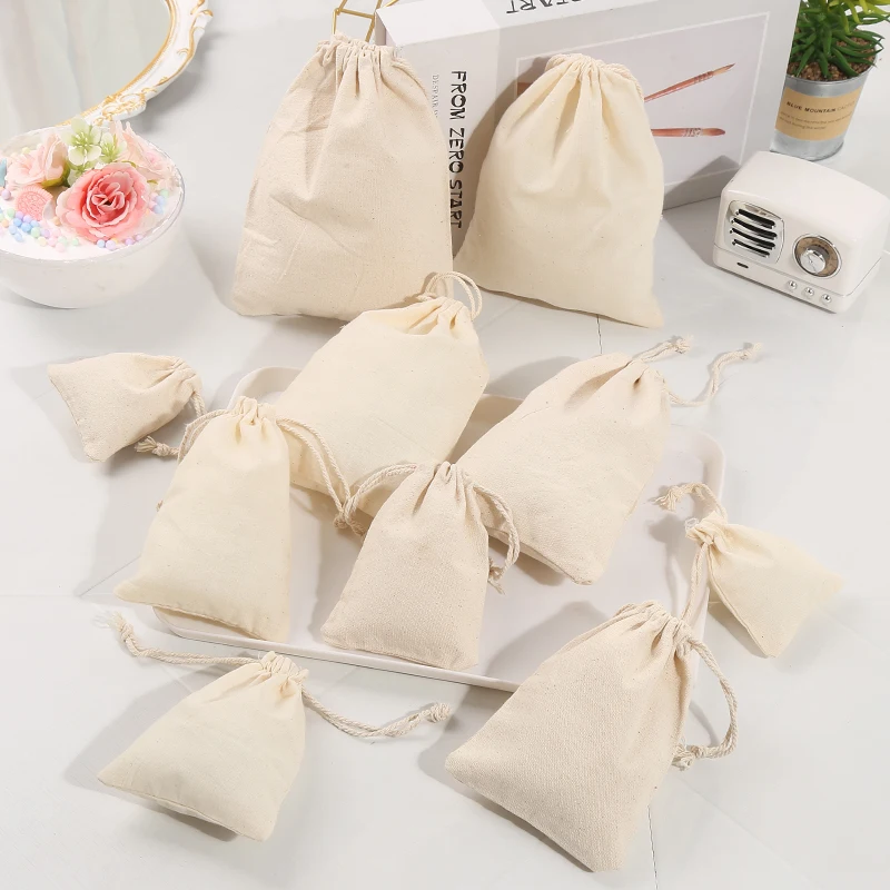 

Cotton Packing Bags Cotton Drawstring Bags with Custom Printed Logo Cotton Bags White YIWU Communication Recyclable Accept 50pcs