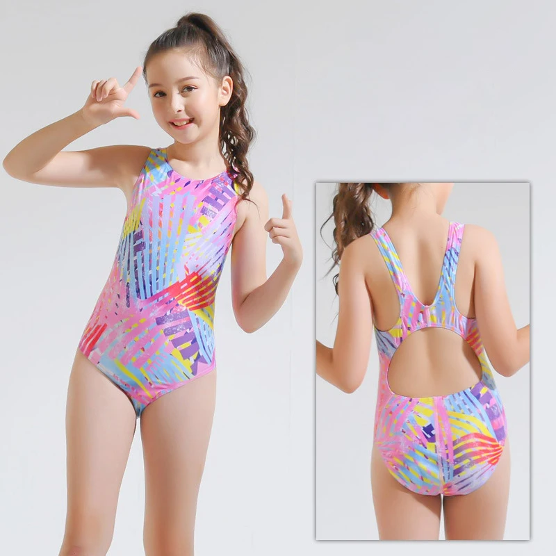 

2021 Pink print swimsuit little girl thong one piece kids swimsuit child swimwear 12 year old thong, Custom color