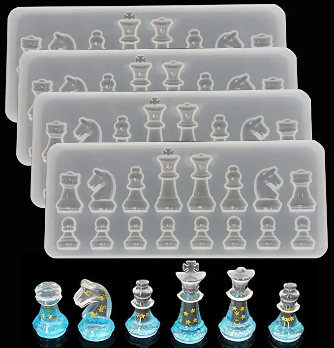 

New Arrival Non-stick Easy Release Chess Resin Mold Silicone Chess Pieces Molds, Custom pantone colors