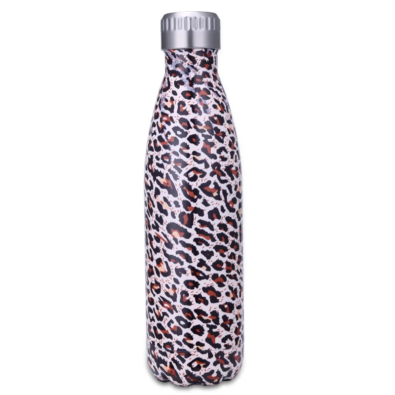 

GINT 500ml Portable Double Wall Vacuum Leopard Print Cola Shape Water Bottle, Customized color