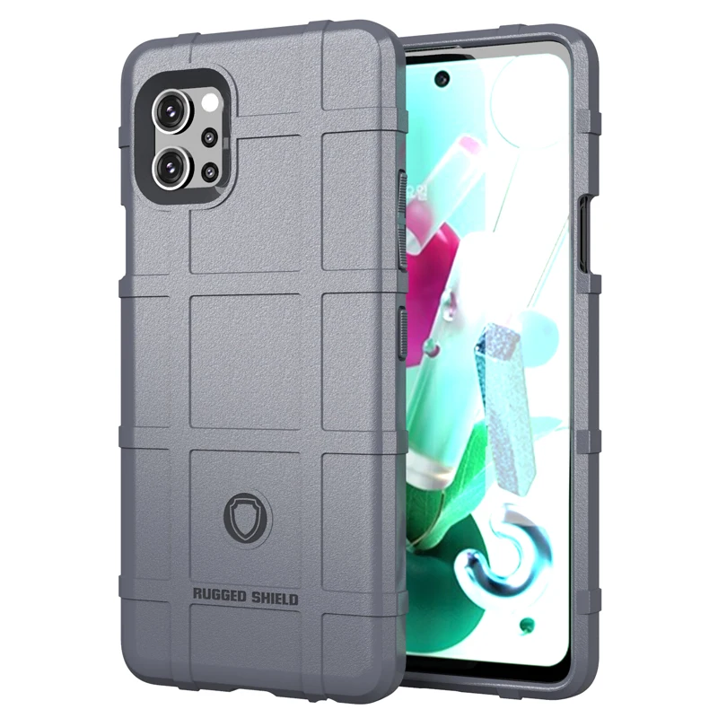 

Anti-Slip Grid Armor Rugged Shield Phone Case for LG Q92 Soft Silicone Shockproof Cover