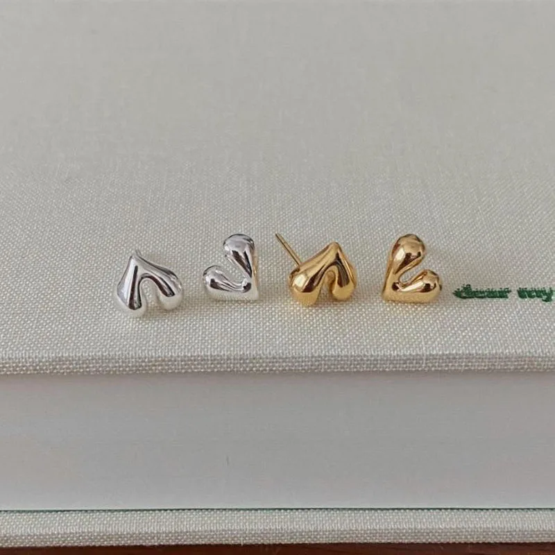 Bijoux Fashion 925 Sterling Silver Gold Heart Shape Stud Earrings for Women 2024 New Valentine's Day Gift Jewelry