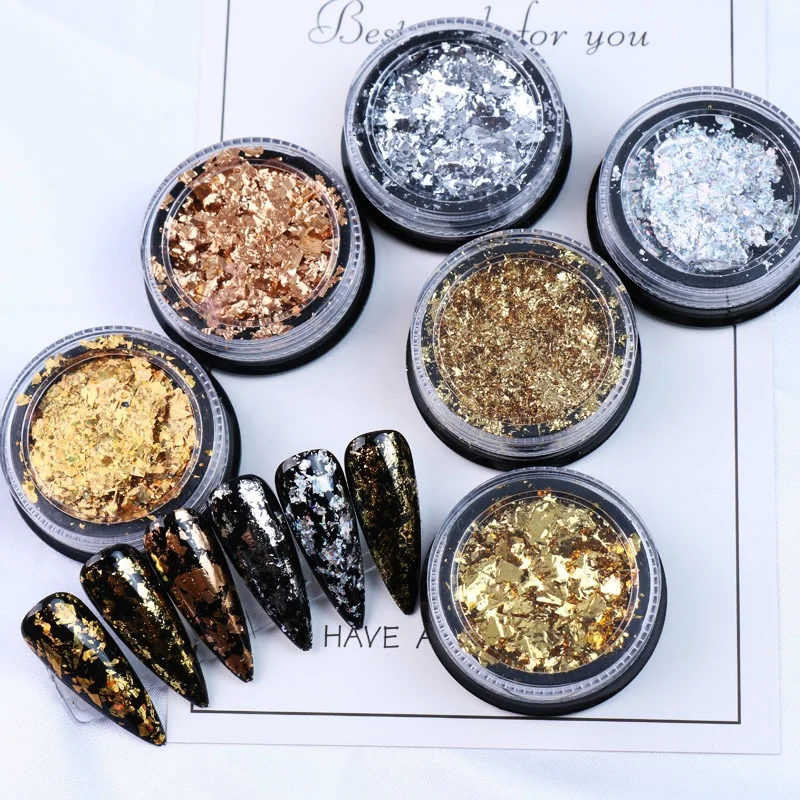 

Paso Sico Nails Supplies Spa Salon Irregularity Sequin Charm Gold Silver Foil Glitter Nail Decoration