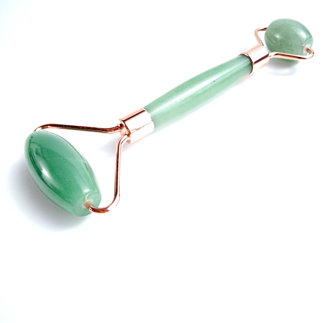 

Noise free new diy design jade facial roller handheld massager green aventurine face massage beauty roller massage set with box