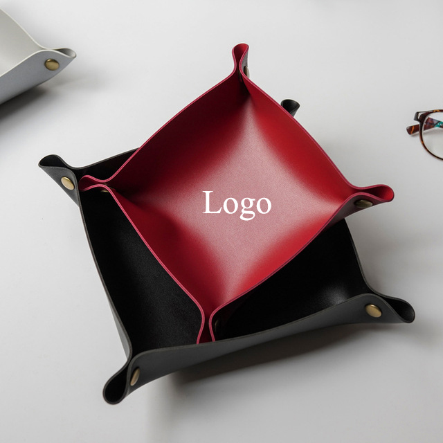 

custom Creative PU Leather Foldable Tray Square Leather Table Organizer home decor accessories bathroom storage tray, Multicolor