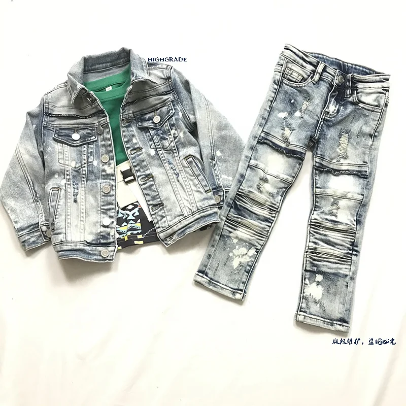 

Kid and toddle clothes Distressed Skinny Jeans For boy denim Set
