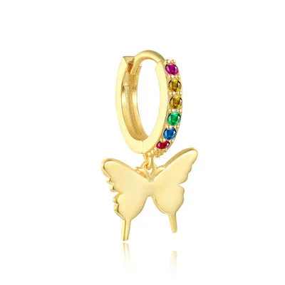 

2020 Hot Sale Sterling Silver Earrings With Colorful Zircon Luxurious Gold Plated Butterfly Charm Earrings